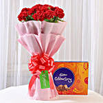 20 Beautiful Red Carnations & Cadbury Celebrations