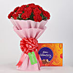 20 Vibrant Red Carnations & Cadbury Celebrations