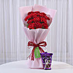 Beautiful 12 Red Carnations & Dairy Milk Silk