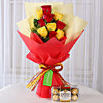Red & Yellow Roses with Ferrero Rocher