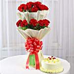 Two Layer Red Carnations With Butterscotch Cake