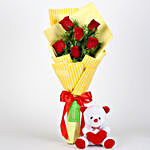 6 Red Roses & Teddy Bear Combo