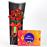 8 Red Carnations Bouquet & Celebrations Box