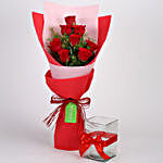 8 Red Roses with Glass Vase Combo