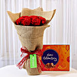 10 Red Carnations & Celebrations Box