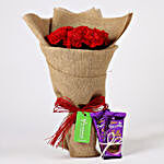 10 Red Carnations & Dairy Milk Silk Combo
