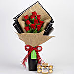 10 Red Roses & Ferrero Rocher Box