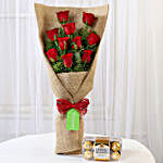 10 Red Roses & Ferrero Rocher Chocolates