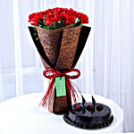 12 Beautiful Red Carnations & Truffle Cake