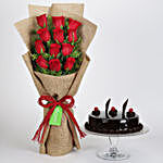 12 Layered Red Roses Bouquet & Truffle Cake
