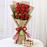 12 Layered Red Roses & Ferrero Rocher Chocolates