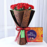 12 Red Carnations Bouquet & Celebrations Box