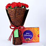 12 Red Carnations Bouquet & Celebrations Box