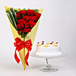 12 Red Carnations & Pineapple Cake