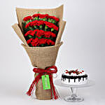 20 Red Carnations & Black Forest Cake