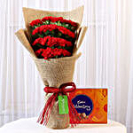 20 Red Carnations & Celebrations Box