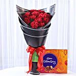 Beautiful 12 Red Carnations & Celebrations Box