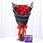 Beautiful 12 Red Carnations & Dairy Milk Combo
