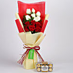 Ferrero Rocher Box with Red & White Roses