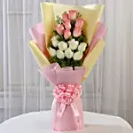 Graceful Pink & White Roses Bouquet