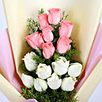 Graceful Pink & White Roses Bouquet