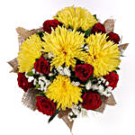 Red Roses & Yellow Disbud Bouquet