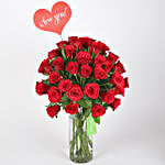 Classic Red Roses in Glass Vase