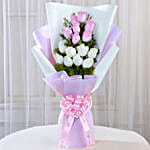 Pink & White Roses & Butterscotch Cake