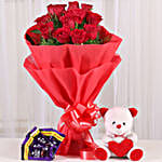 Cuddly & Chocolatey Affair- 12 Red Roses