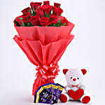 Cuddly & Chocolatey Affair- 12 Red Roses