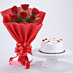Red Roses & Eggless Pineapple Cake Combo