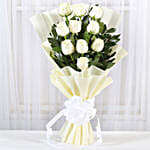 Pristine White Roses Bunch