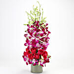 Roses And Orchids Vase Arrangement