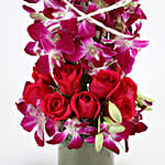 Roses And Orchids Vase Arrangement