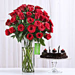 50 Red Roses & Truffle Cake Combo