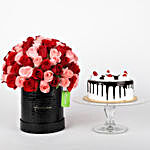 80 Red & Pink Roses Box & Black Forest Cake