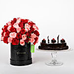 80 Red & Pink Roses Box & Truffle Cake