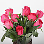 Pink Rose Vase & Teddy Bear Combo