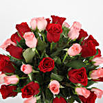 Red & Pink Roses With Teddy Bear