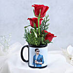 Red Roses in Personalised Black Mug