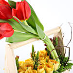 Basket of Roses & Tulips with Ferrero Rocher