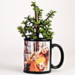 Black Personalised Mug With Jade Plant