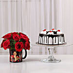 15 Red Roses Picture Mug Black Forest Cake