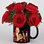 15 Red Roses Picture Mug Chocolate Cake