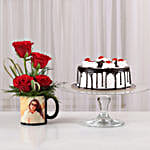 Red Roses Mug Black Forest Cake Combo