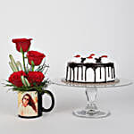 Red Roses Mug Black Forest Cake Combo