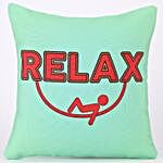 Relax Quirky Printed Green Cushion Cover