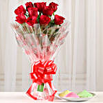 Classic Red Roses Bouquet & Gulal Combo