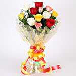 Mixed Roses Bouquet With Gulal Combo