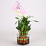 2 Layer Bamboo Plant With Flamingo